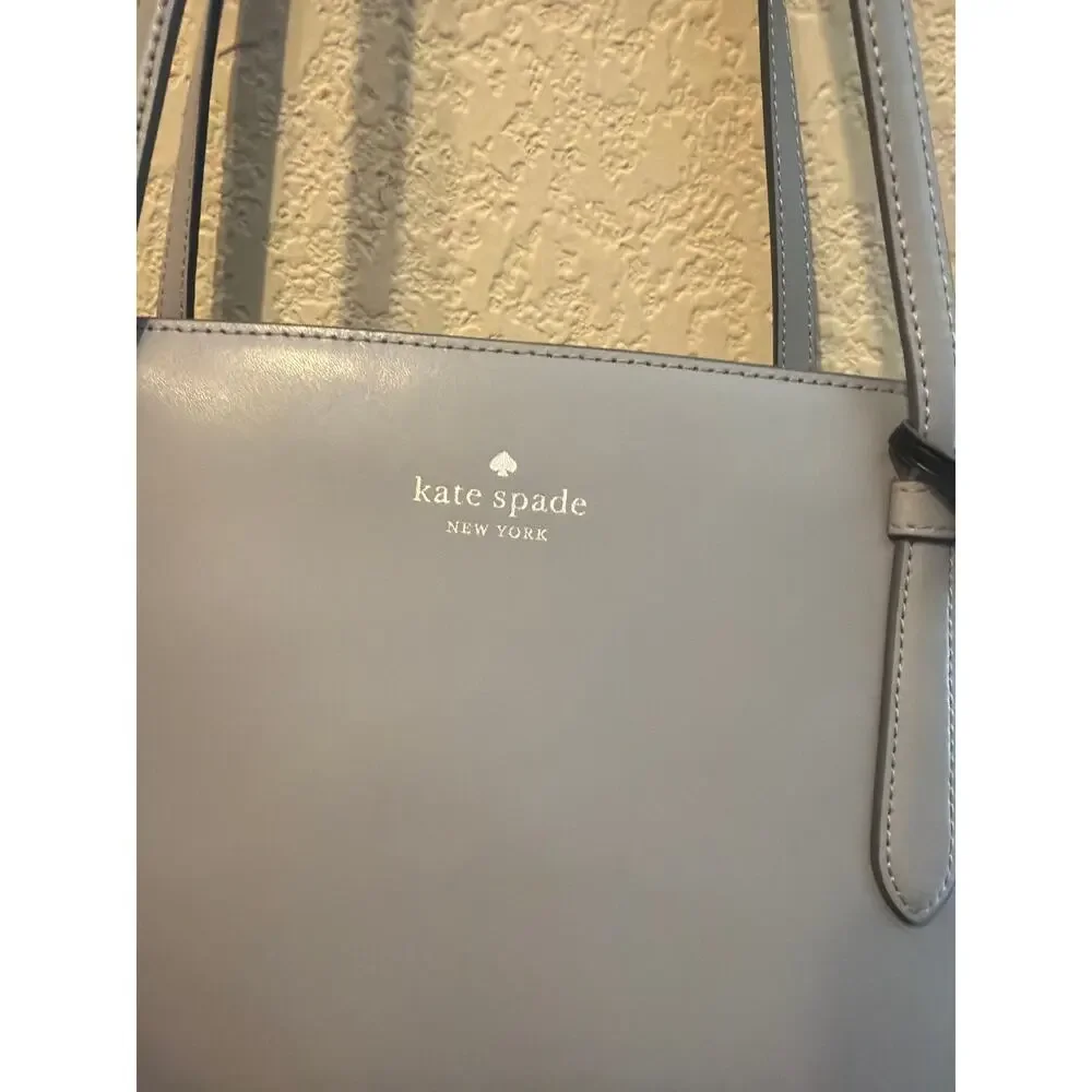 ⭐️ Women’s Kate Spade Schuyler Brushed Steel Smooth Leather Tote Purse Preppy